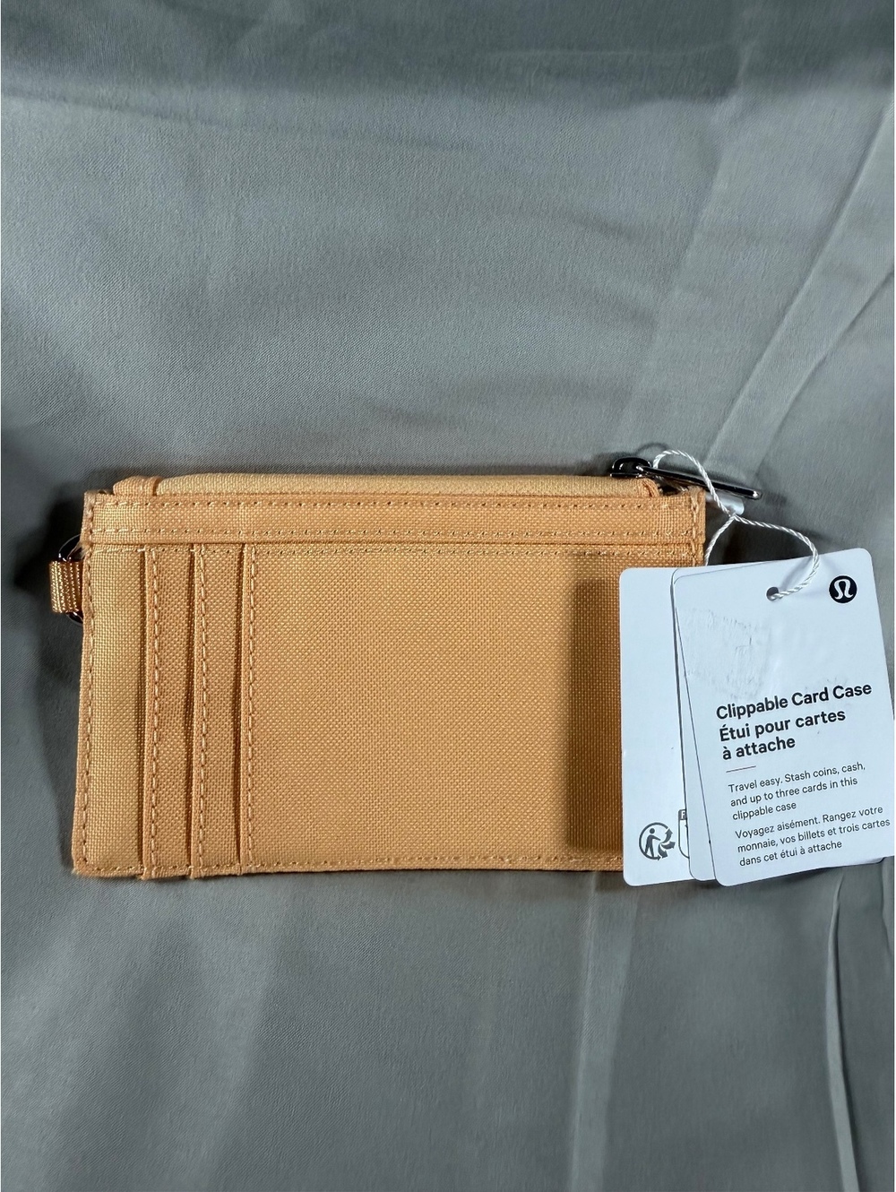 Lululemon Clippable Card Case in Rock Melon with Silver Key Ring & Zipper